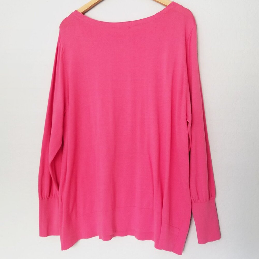 Chico’s Big Heart Pink Pullover Sweater Lightweight Jumper Plus Size XXL $90 - Picture 6 of 16